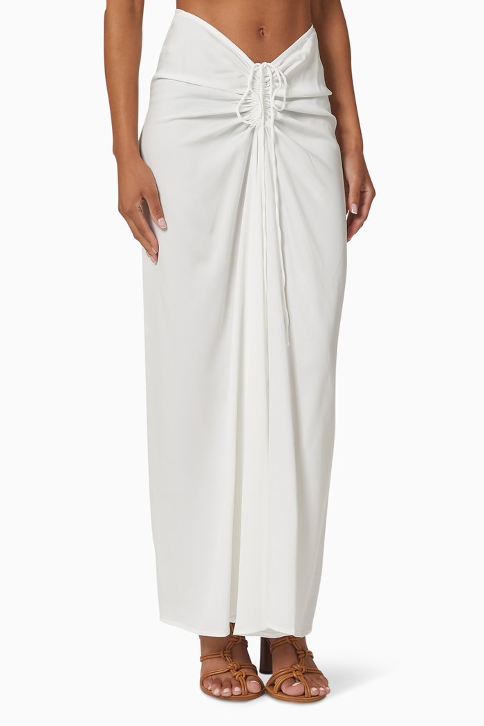 

Ruched Skirt in Viscose, Neutral