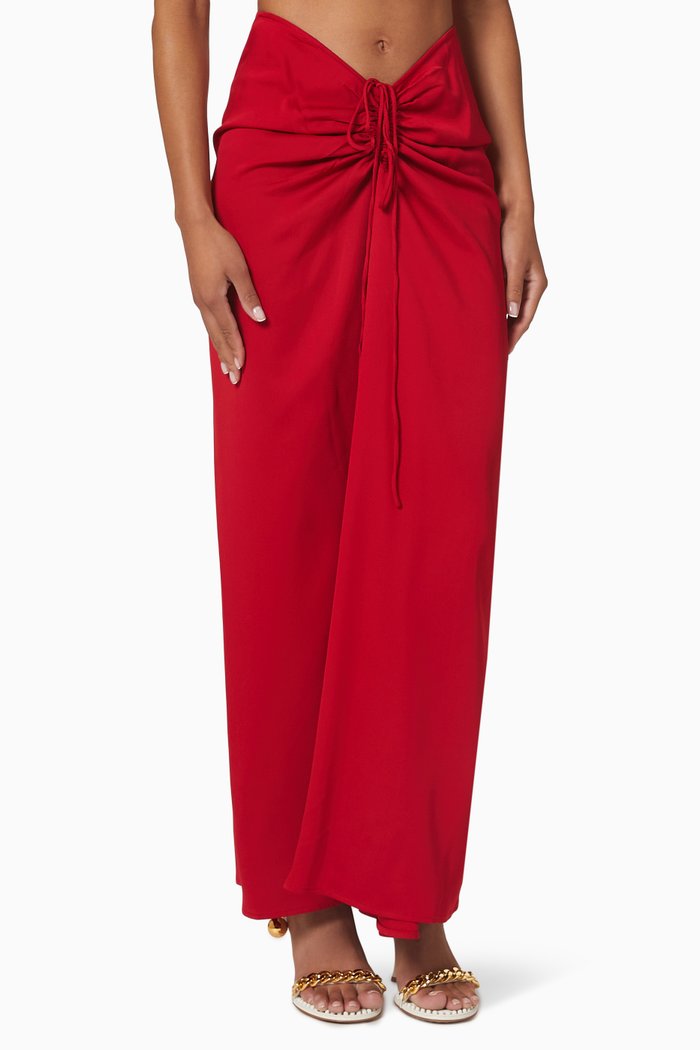 

Ruched Skirt in Viscose, Red