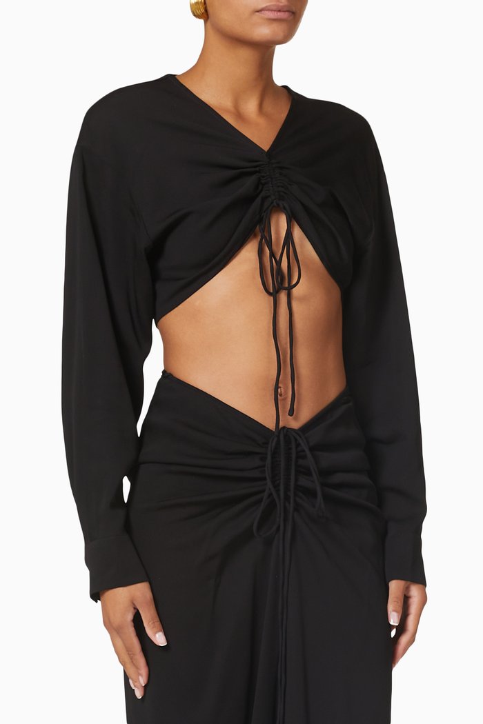 

Ruched Disconnect Shirt in Viscose, Black