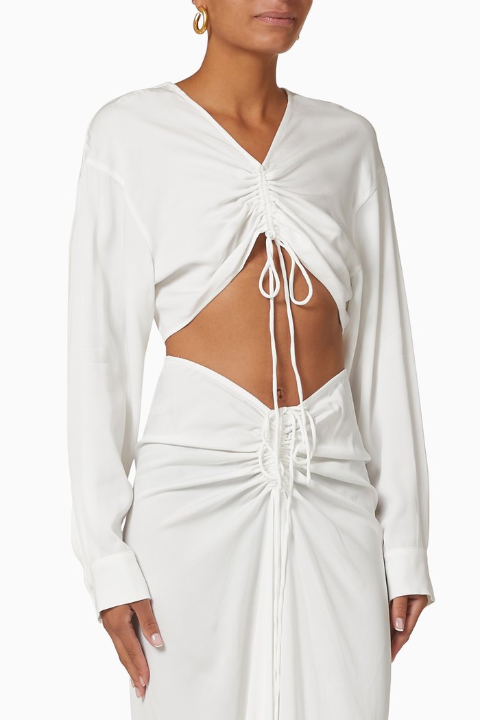 

Ruched Disconnect Shirt in Viscose, Neutral
