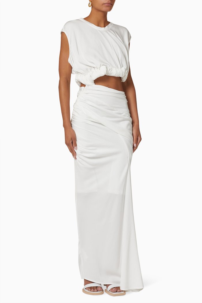 

Sculpted Twisted Tank Dress in Viscose, Neutral