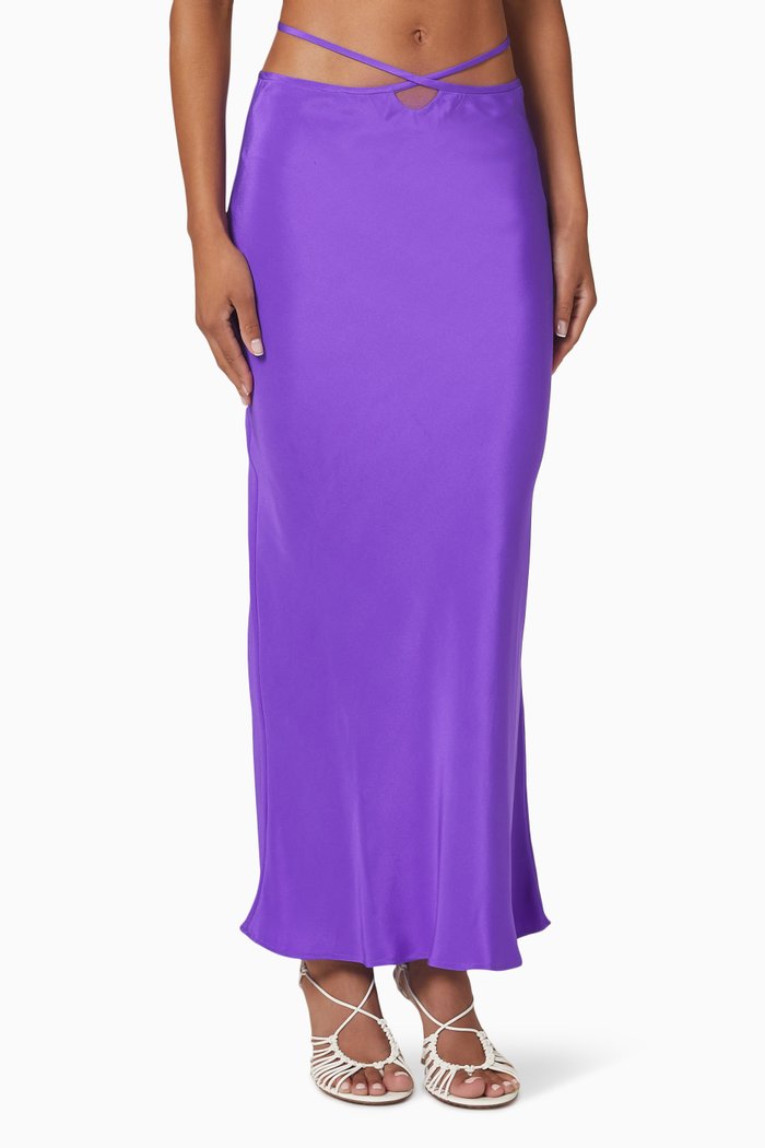 

Cropped Tie Skirt in Silk, Purple