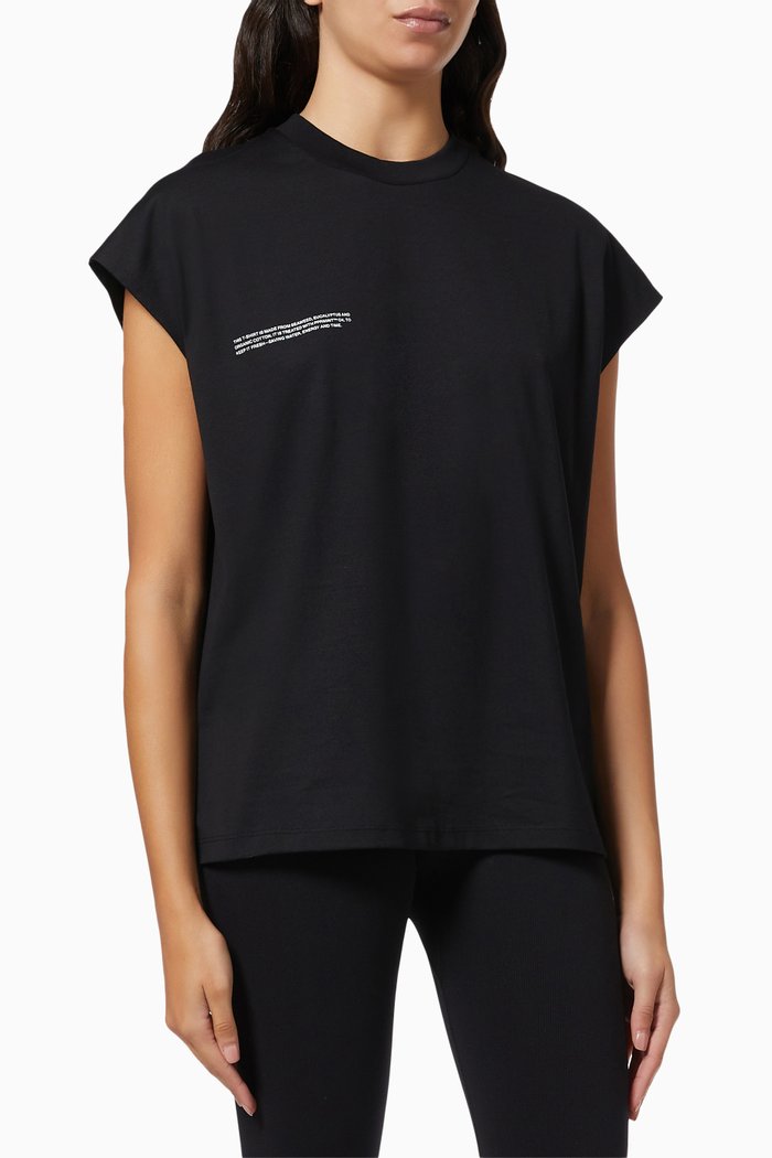 

Organic Cotton Cropped Shoulder T-shirt with C-FIBER™, Black