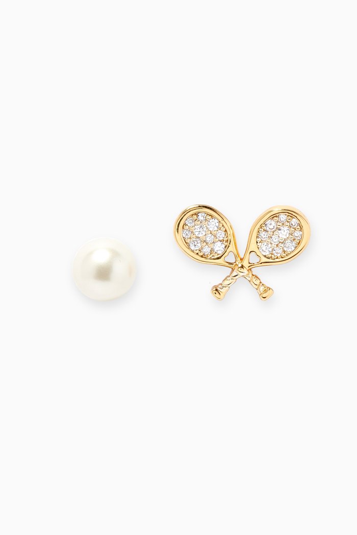 

Queen of the Court Tennis Stud Earrings in Gold-plated Metal, Multicolour