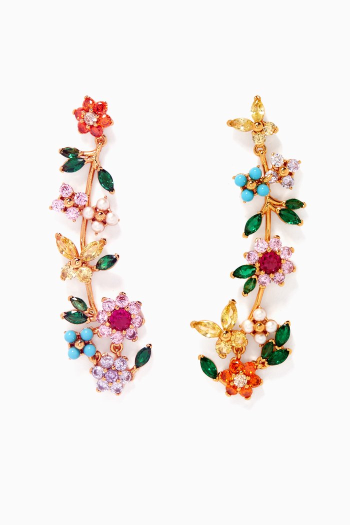 

New Bloom Claw Earrings in Gold-plated Brass, Multicolour
