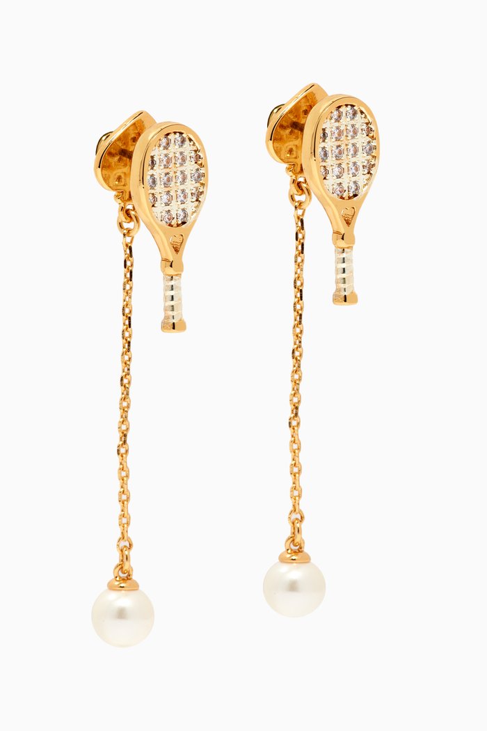 

Queen of the Court Tennis Linear Earrings in Gold-plated Metal, Multicolour