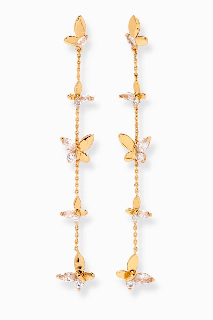 

Social Butterfly Linear Earrings in Gold-plated Brass, Neutral