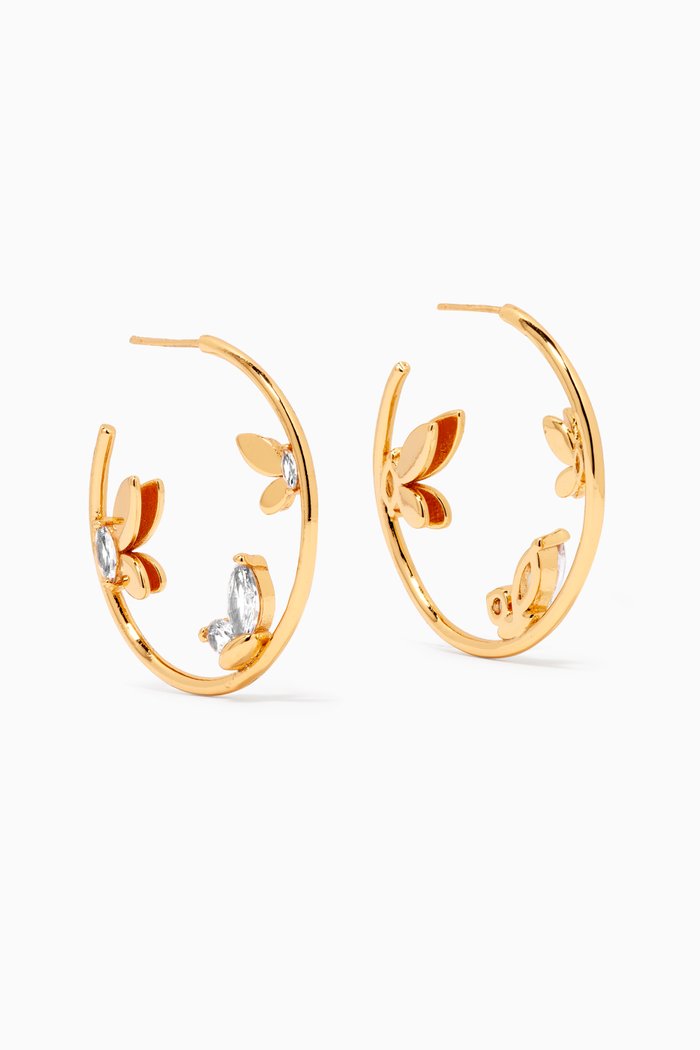 

Social Butterfly Hoop Earrings in Gold-plated Brass, Neutral