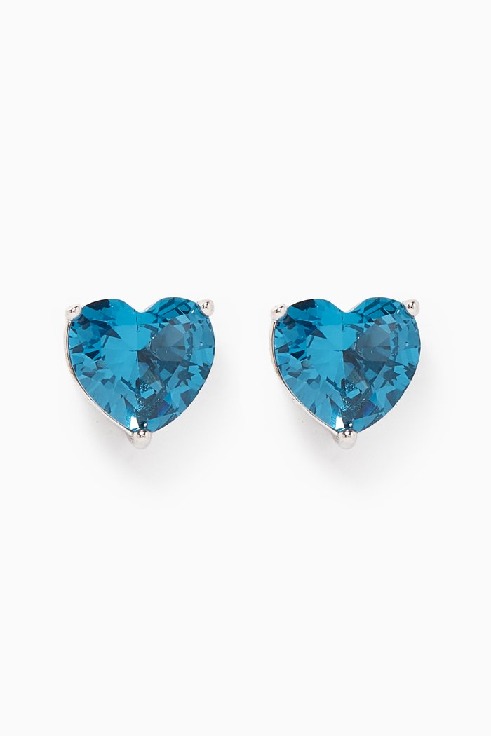 

My Love Heart Studs in Silver-plated Brass, Blue