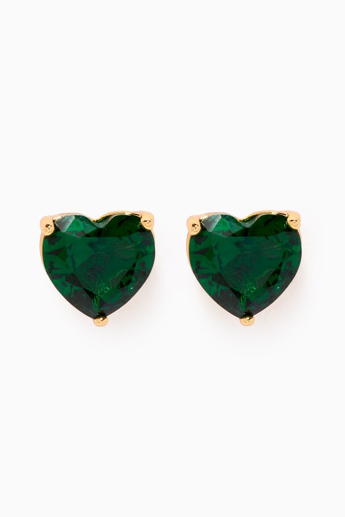 

My Love Crystal Studs in Gold-plated Brass, Green