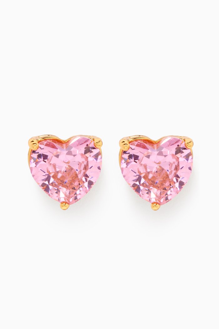 My Love Crystal Studs in Gold-plated Brass, Pink