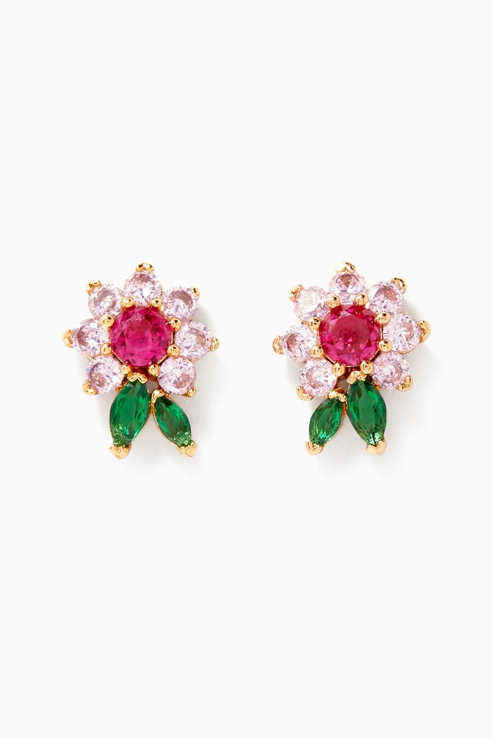 

Flower Studs in Gold-plated Metal, Multicolour