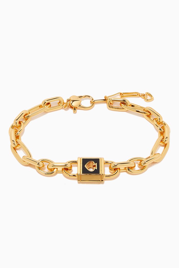 

Lock & Spade Enamel Bracelet in Metal, Black