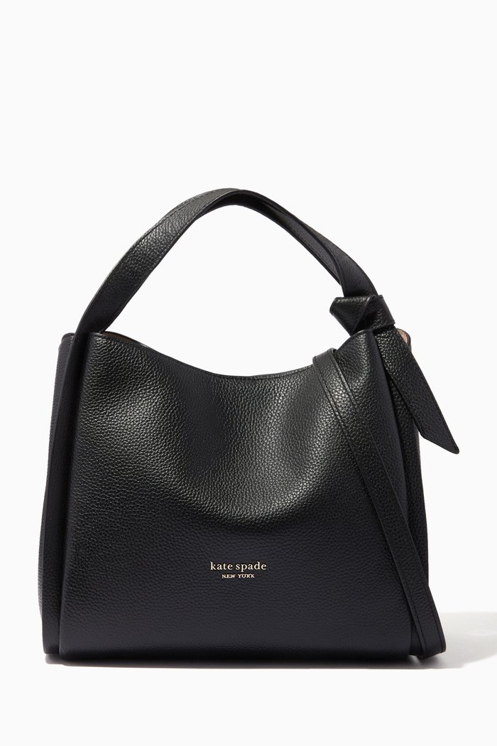 

Knott Medium Tote Bag in Leather, Black
