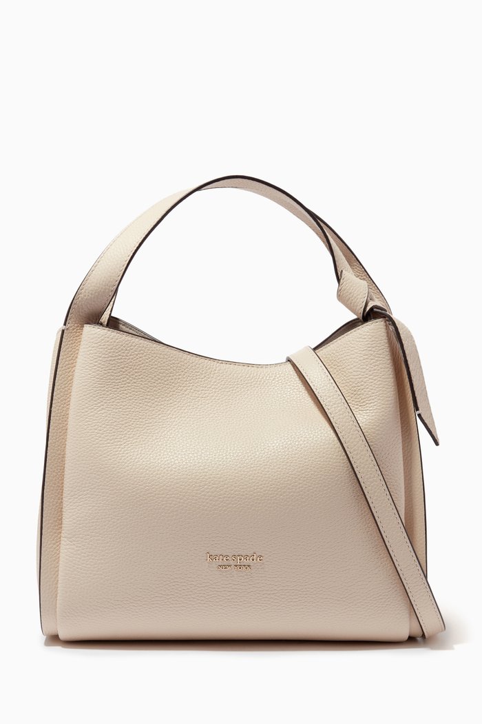 

Knott Medium Tote Bag in Leather, White