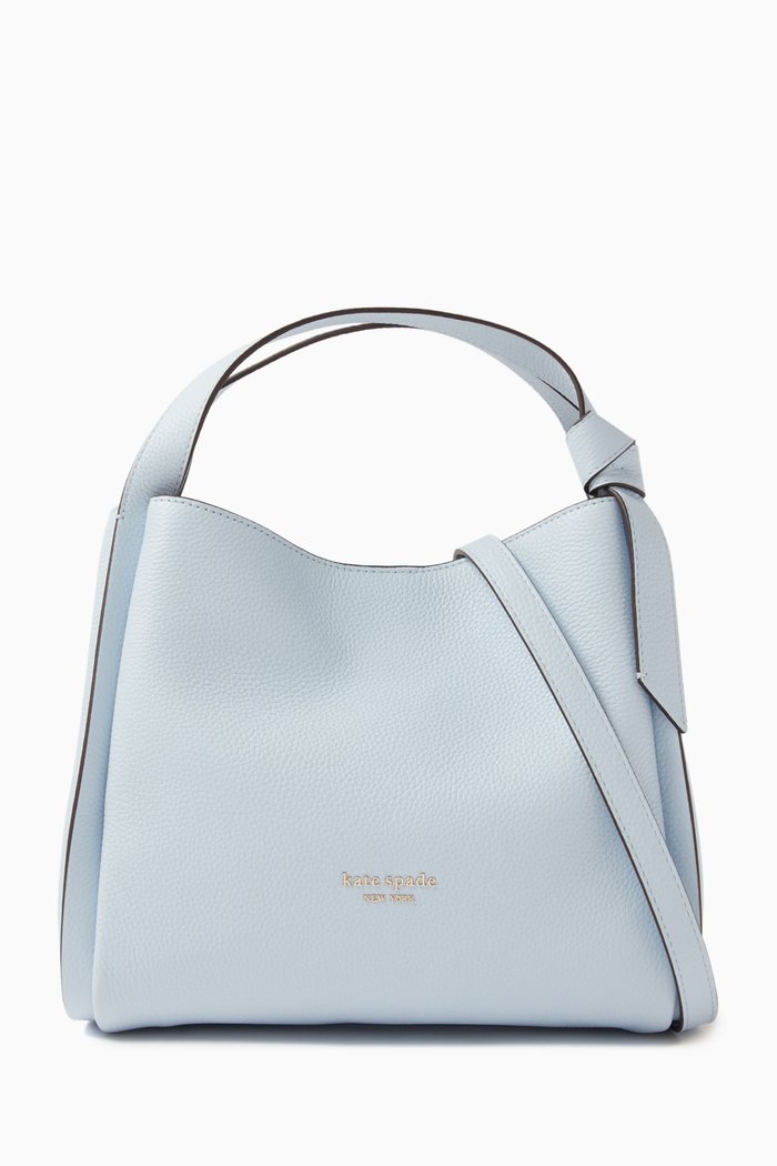 Medium Knott Tote Bag in Leather, Blue