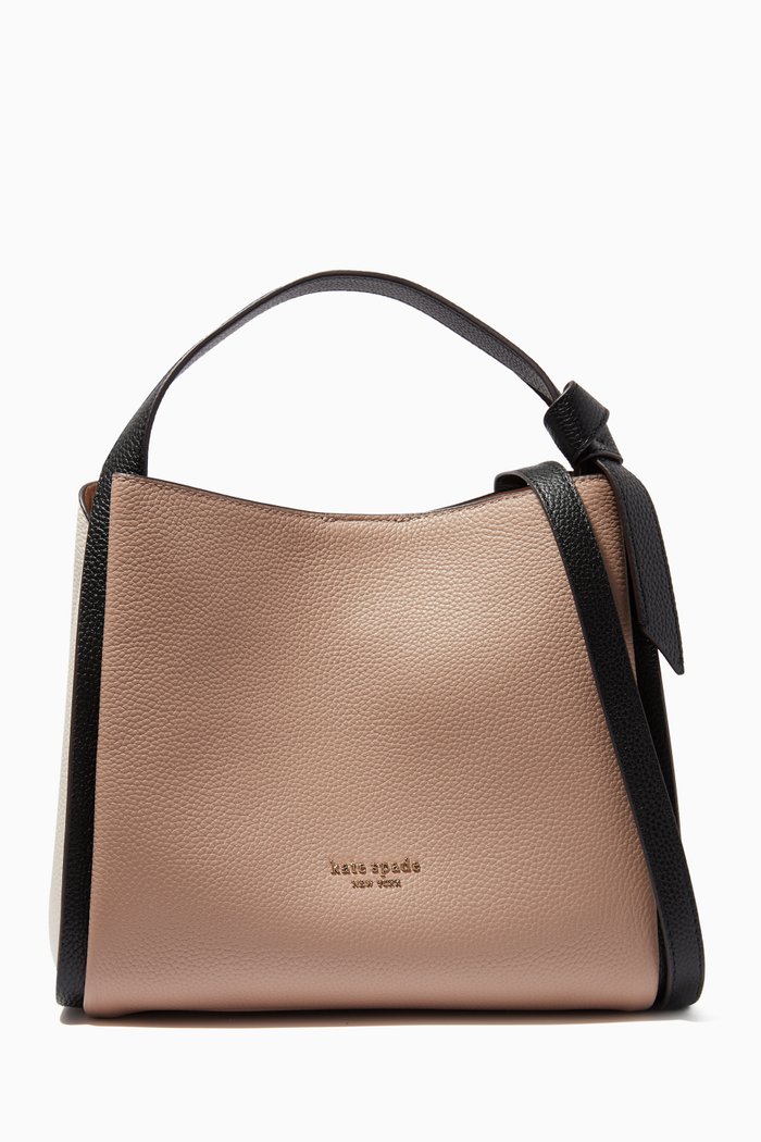 

Knott Medium Colour-block Crossbody Tote in Pebbled Leather, Neutral