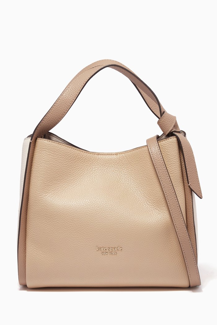 

Knott Medium Colourblock Crossbody Tote in Pebbled Leather, Neutral