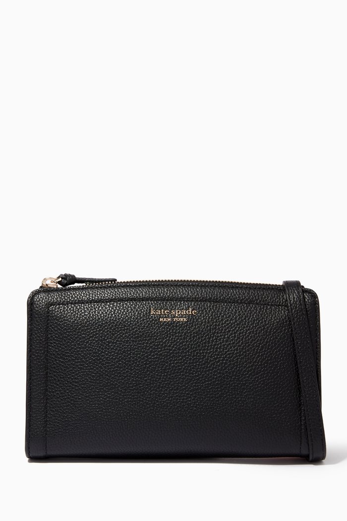Knott Small Crossbody Bag in Pebbled Leather, Black