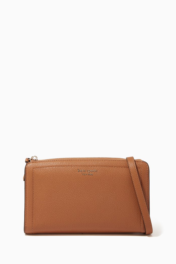 Knott Small Crossbody Bag in Pebbled Leather, Brown