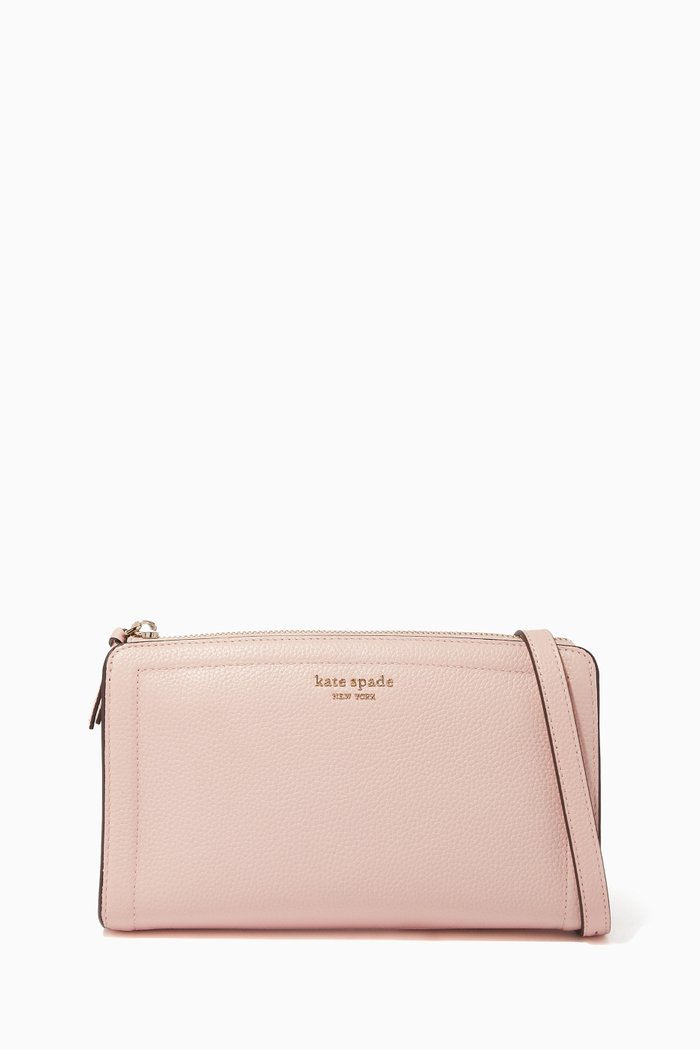 

Knott Small Crossbody Bag in Pebbled Leather, Pink