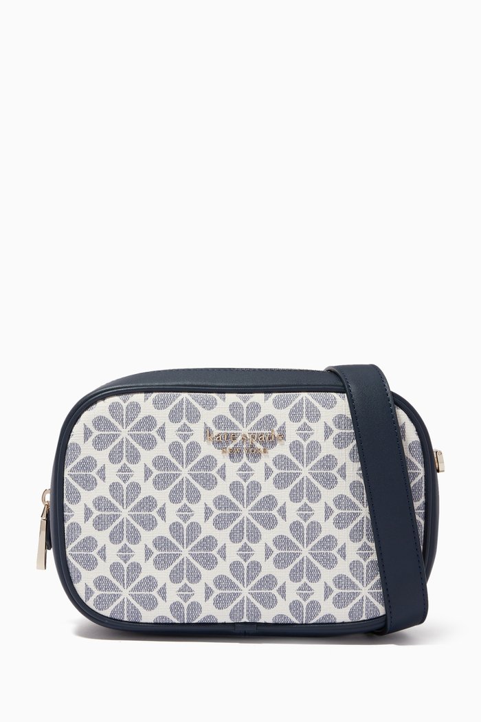 

Medium Camera Bag in Spade Flower Jacquard, Blue