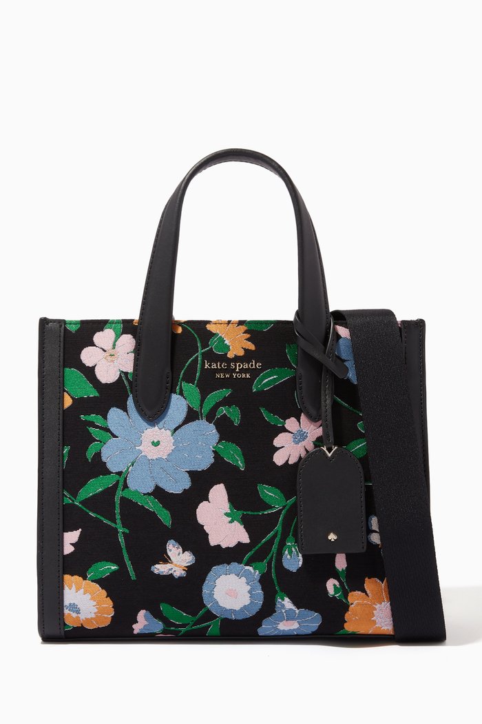 

Manhattan Small Tote in Floral Jacquard, Black