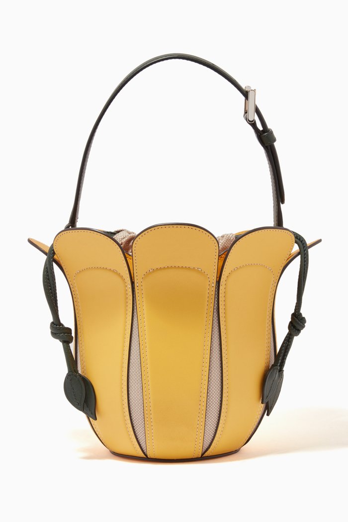 

Medium Petal Bucket Bag in Leather, Yellow