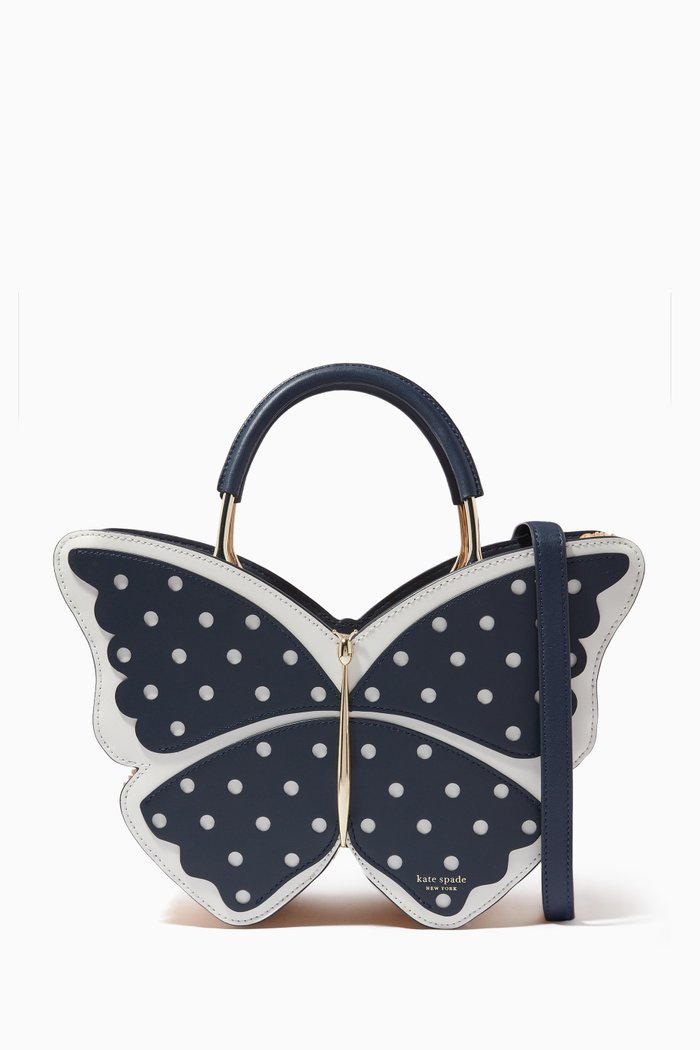 

Wing it 3D Butterfly Satchel Bag in Leather & Wicker, Multicolour