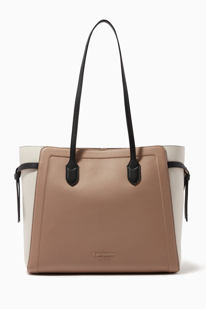 

Knot Tote Bag in Colour-block Leather, Neutral