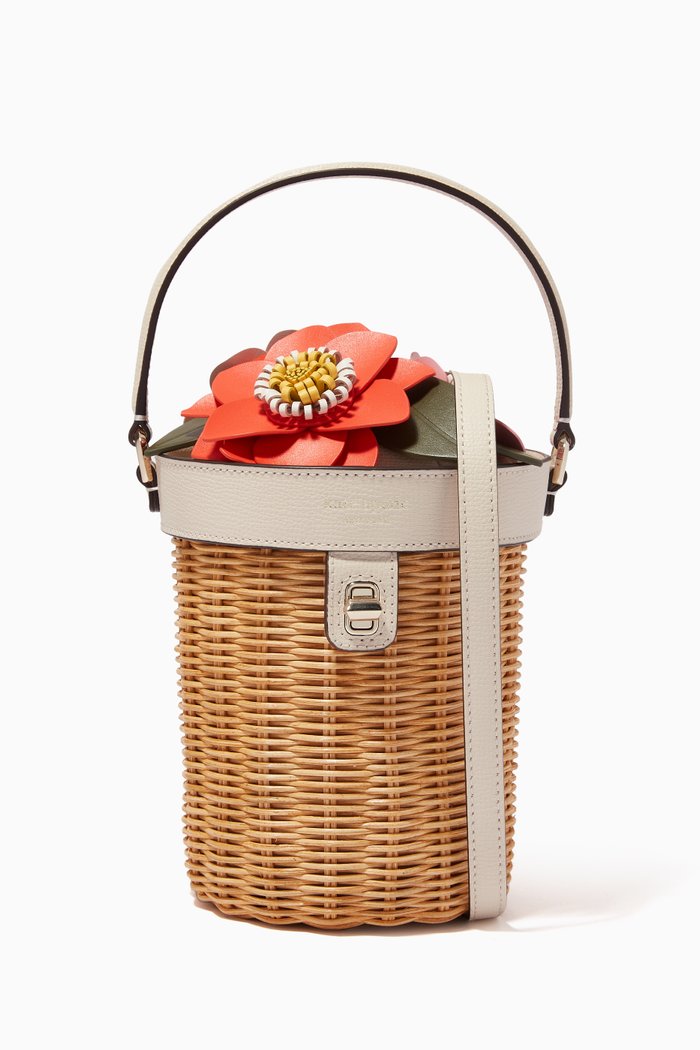 

Petal Flower Pot Crossbody in Wicker, Multicolour