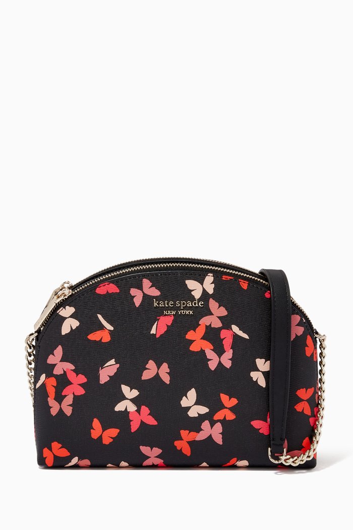 

Double-zip Dome Crossbody in Spencer Butterfly PVC, Black