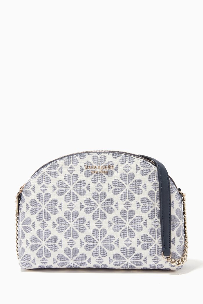 

Double-zip Dome Crossbody in Spade Flower Coated Canvas, Blue