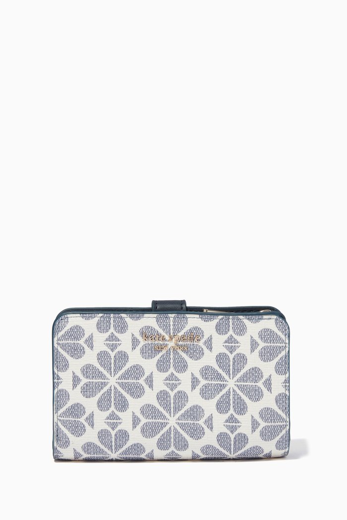 

Spade Flower Wallet in Coated Canvas, Blue
