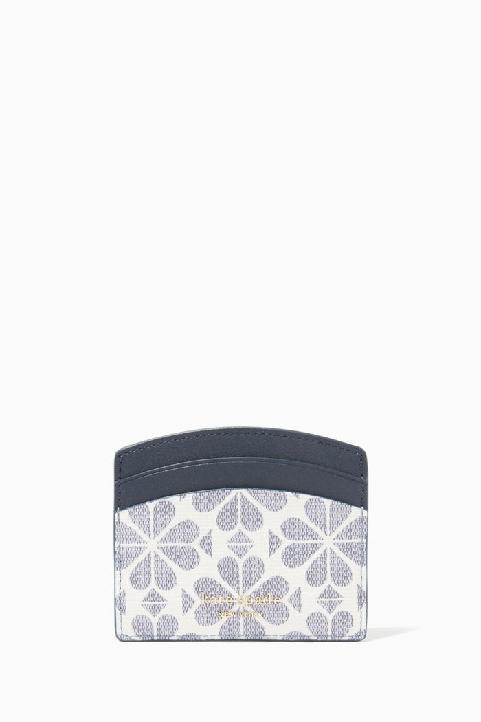 

Card Holder in Spade Flower Jacquard Canvas, Blue