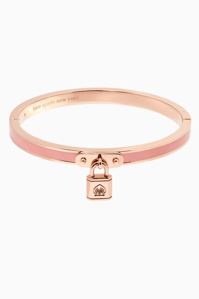 

Lock & Spade Charm Bangle in Metal, Pink