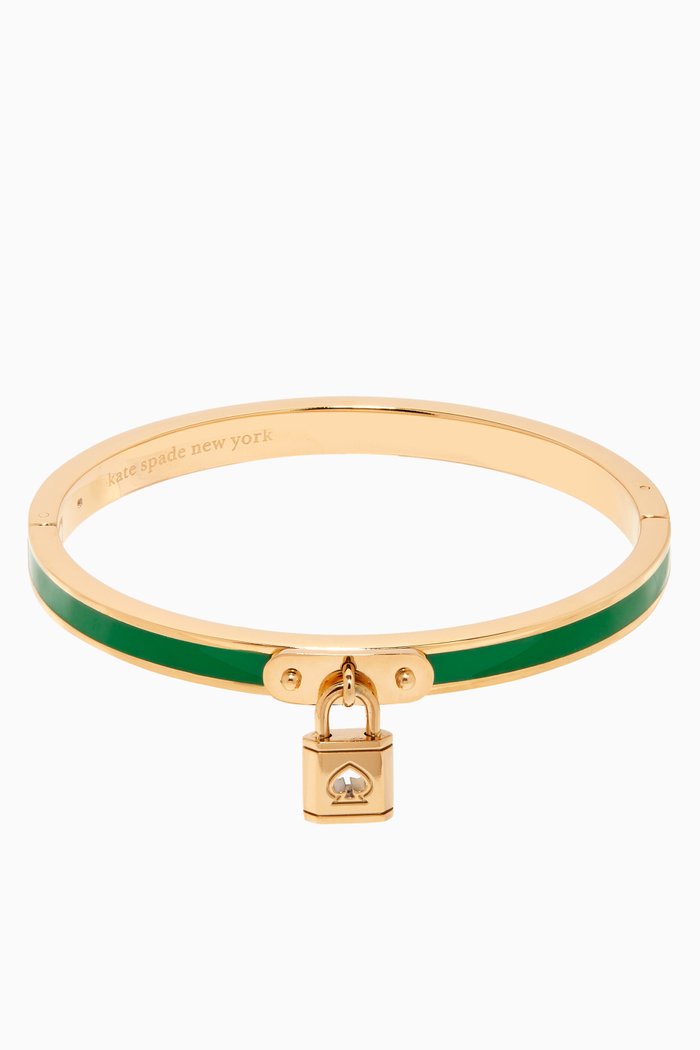 Lock & Spade Charm Bangle in Metal, Green