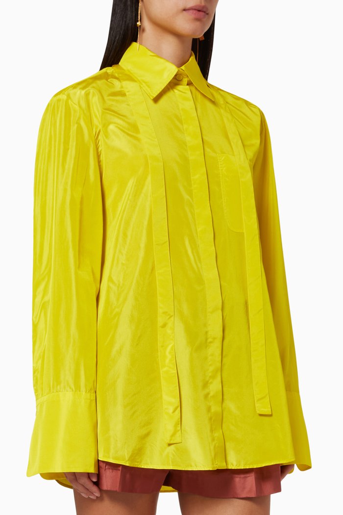 

Necktie Shirt in Washed Taffeta, Yellow