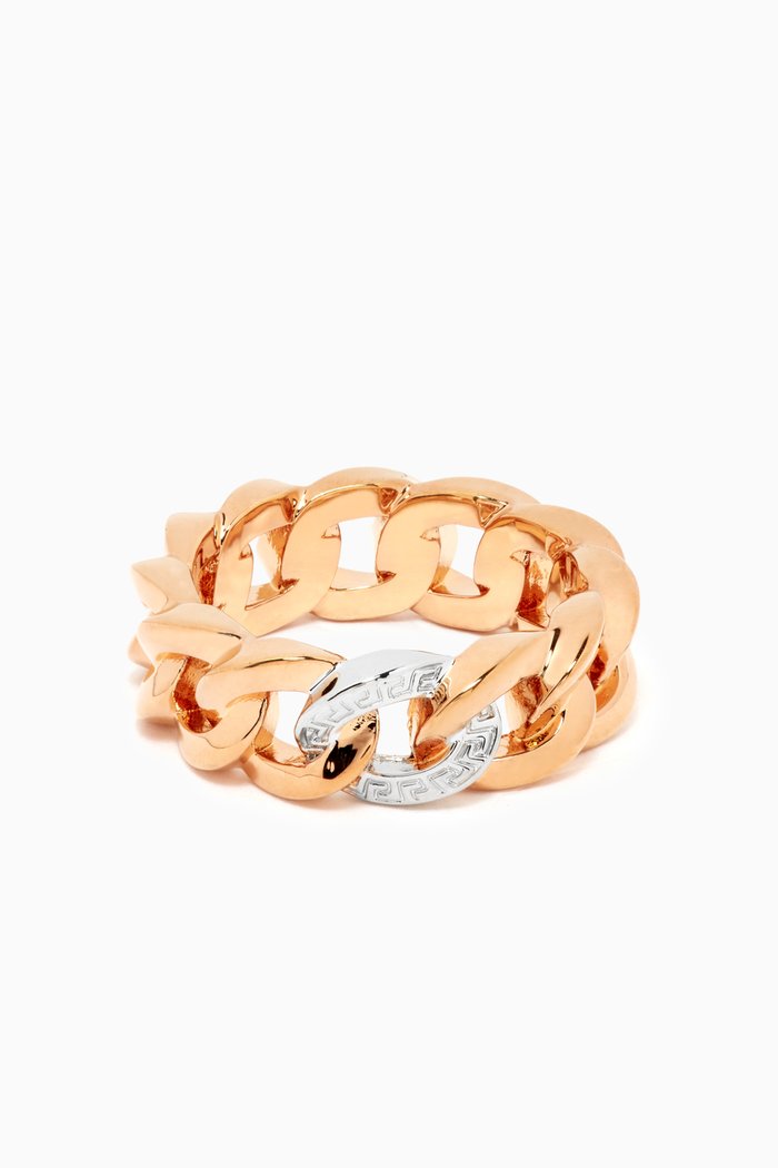 Medusa Chain Ring in Brass, Gold