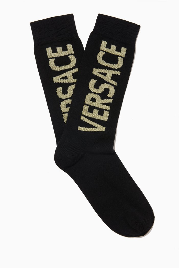 

Logo Ankle Socks in Stretch Cotton, Black