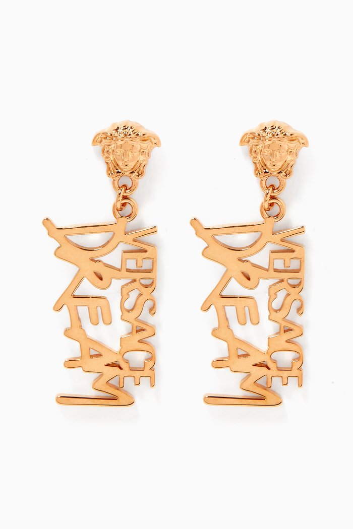 

Versace Dream Drop Earrings in Brass, Gold