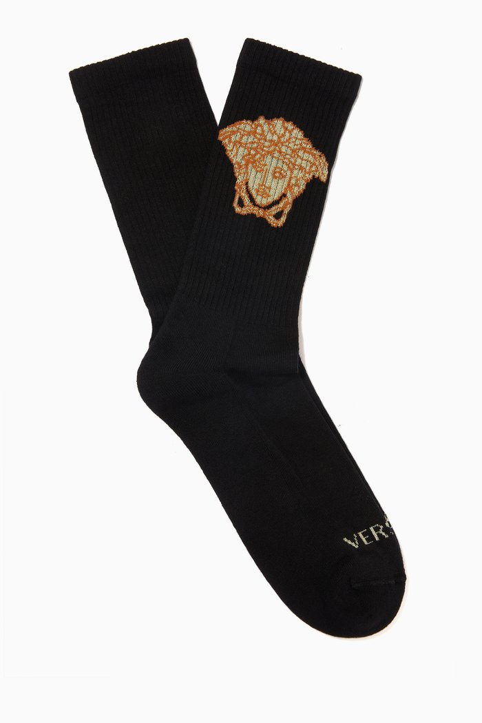 

Medusa Ankle Socks in Stretch Cotton, Black