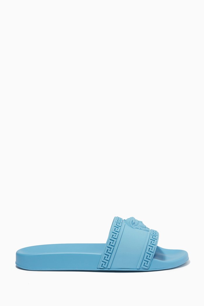 Palazzo Pool Slide Sandals in PU, Blue