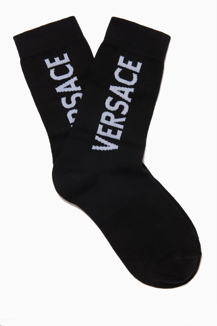 

Logo Ankle Socks in Stretch Cotton, Black