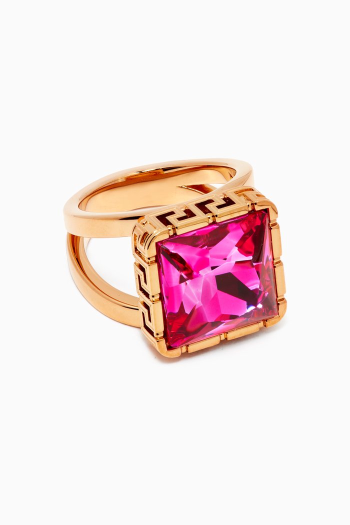

Greca Gemstone Ring in Brass, Pink