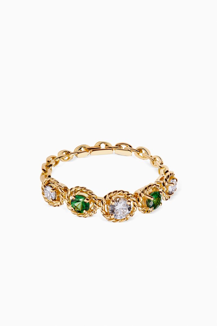 

Salasil Quintet Diamond & Tsavorite Ring in 18kt Yellow Gold, Green