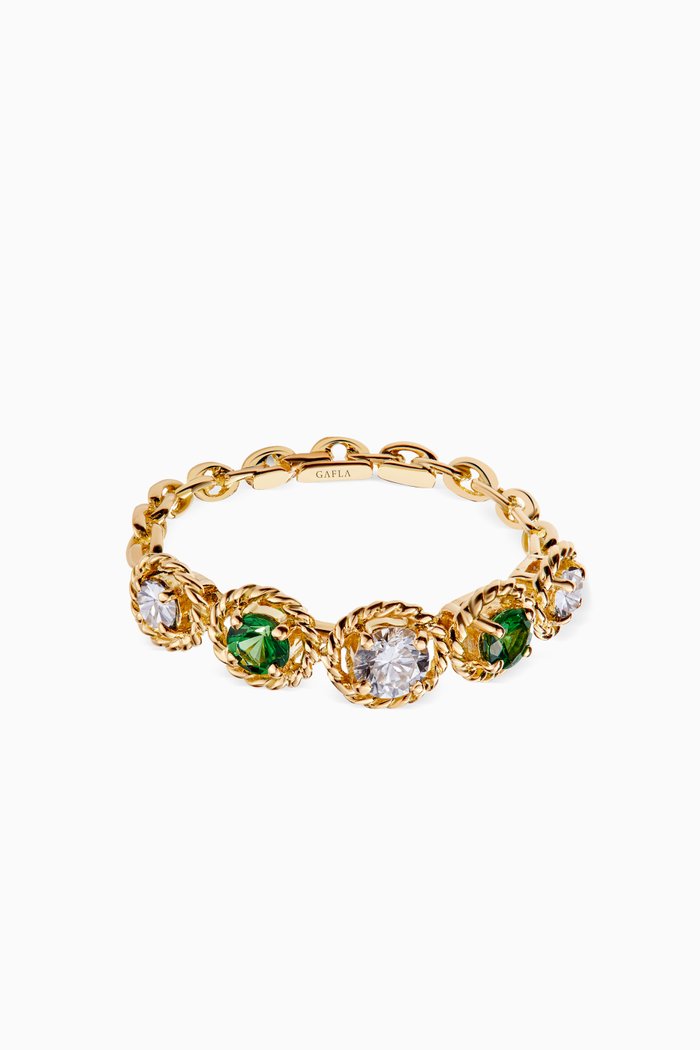 

Salasil Quintet Diamond & Tsavorite Ring in 18kt Yellow Gold