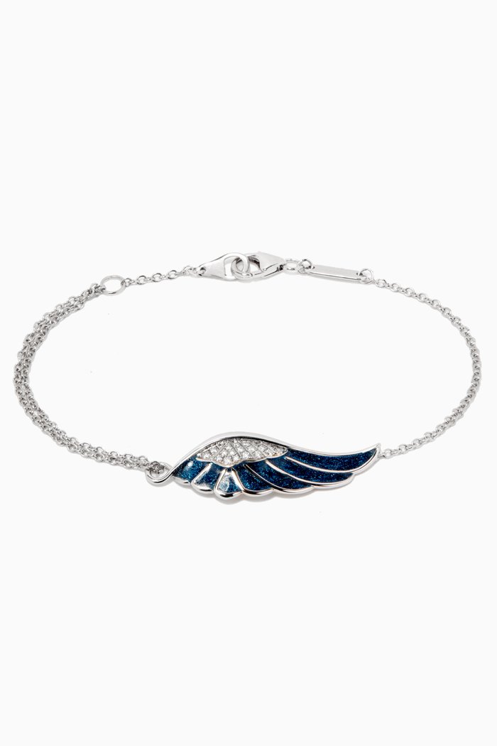 Wings Reflection Midnight Diamond Bracelet in 18kt White Gold, Blue