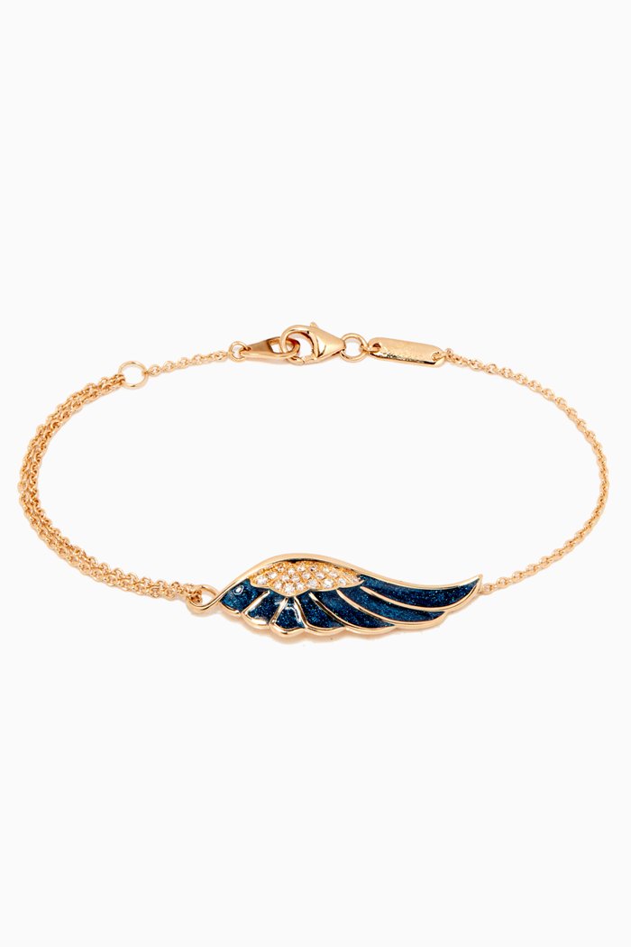 

Wings Reflection Midnight Diamond Bracelet in 18kt Yellow Gold, Blue