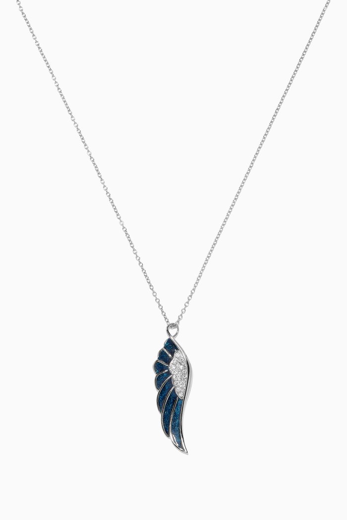 

Wings Reflection Midnight Diamond Necklace in 18kt White Gold, Blue